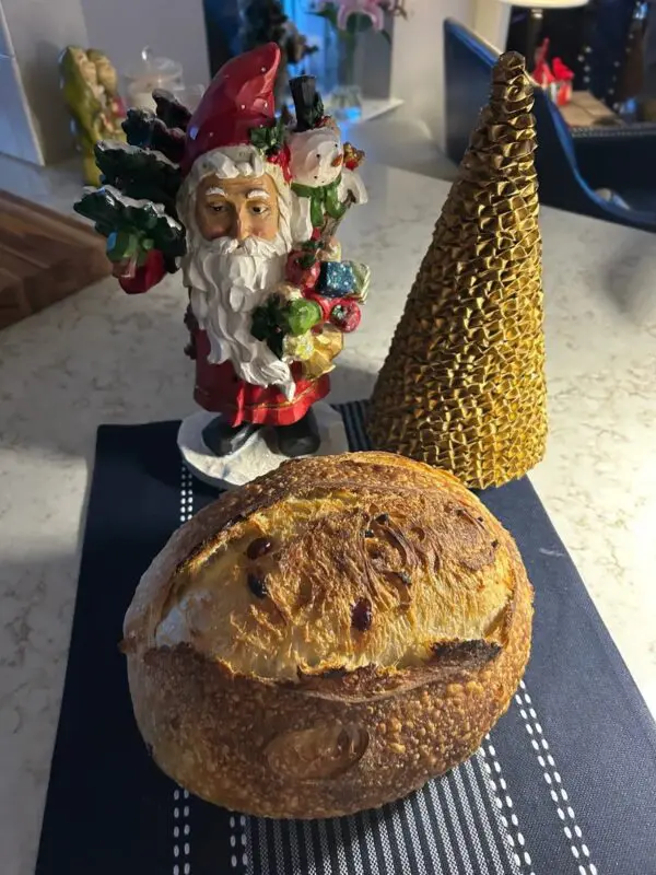 A loaf of bread sitting on top of a table.